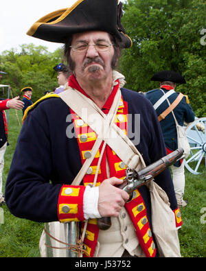 Amerikanischer revolutionärer Krieg Ära Reenactor - Virginia USA Stockfoto