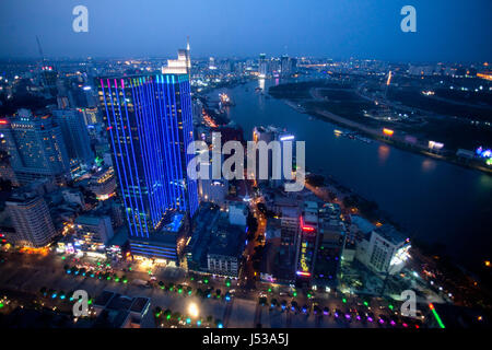 Blick vom Bitexco Financial Tower, Saigon, Vietnman Stockfoto