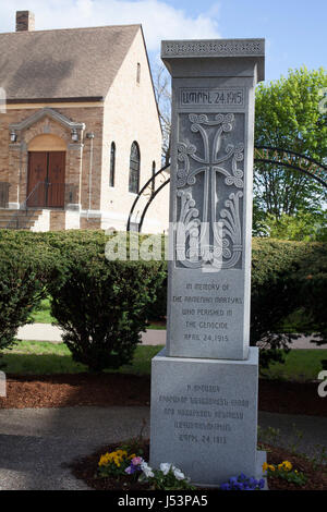 Watertown, MA hat eine große armenische Gemeinde. Fassade der Kirche. Stockfoto