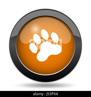 Pfote Drucksymbol. Paw print Webseite Taste auf weißem Hintergrund. Stockfoto