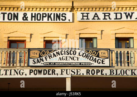 Huntington und Hopkins Hardware bauen, Old Sacramento State Historic Park, Sacramento, Kalifornien Stockfoto
