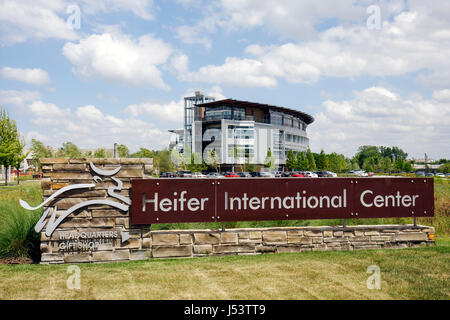 Little Rock Arkansas, Heifer International Center, Zentrum, Hauptsitz, grünes Gebäude, Schild, humanitäre Organisation, lebende Kredite, Vieh, nachhaltig Stockfoto
