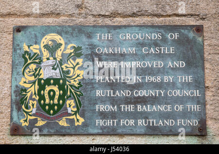 Wandschild in Oakham Castle in Oakham Stockfoto