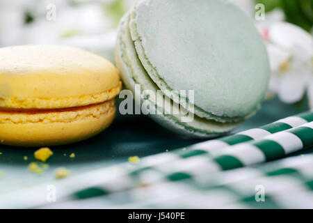 Variation der leckere Makronen Stockfoto