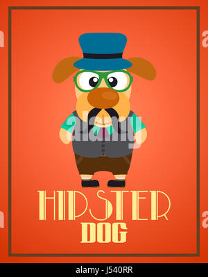 Lustige Hipster Hund, Vektor Stockfoto