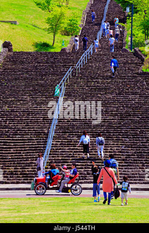 Lange Treppe am Echigo Hillside Park Nagaoka Stadt Niigata, Japan Stockfoto