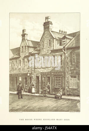 Dieser Text bietet einen nostalgischen Blick auf die Stadt Greenock in Schottland mit detaillierten Beschreibungen ihrer Geschichte, Wahrzeichen und bedeutenden Orte. Das Werk ist mit Blick auf die Stadt aus vergangener Zeit illustriert. Stockfoto