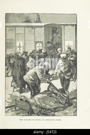 Das Buch 'der große Krieg von 189-' bietet eine Prognose über die möglichen zukünftigen Konflikte im späten 19. Jahrhundert, wobei der Schwerpunkt auf militärischen Strategien, politischen Analysen und Vorhersagen des Krieges liegt. Das Werk enthält Beiträge verschiedener Militärfiguren und Illustrationen potenzieller Kampfszenen. Sie dient als historische Reflexion über die Kriegsbereitschaft und die Strategien der Zeit. Stockfoto