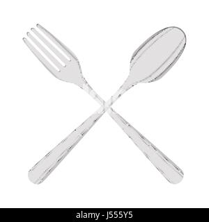 Kreuz aus Stahl Löffel und folk Logo Vektor Stock Vektor