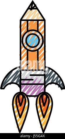 Rakete Raumschiff zeichnen Symbol Vektor Illustration ...