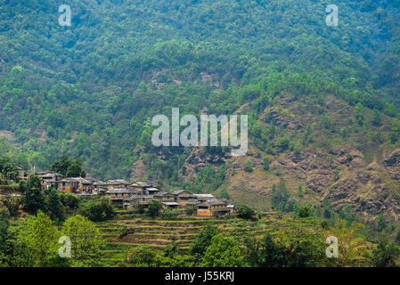 Traditionelle Dorf von Sidhane unter Panchase Berg in Kaski, Nepal. Stockfoto