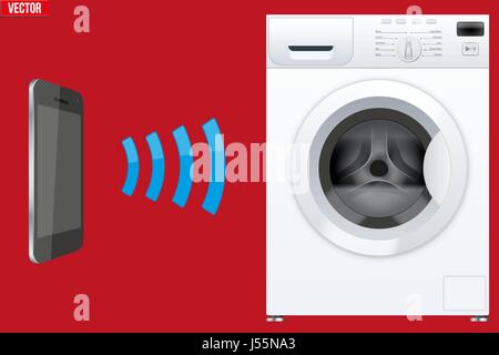 Steuerung Waschmaschine mit smartphone Stock Vektor