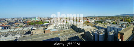 Luftaufnahme von Dublin Stadtbild von Guinness Storehouse Stockfoto