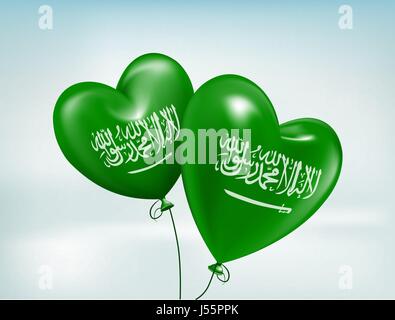 Liebe Saudi Arabien Herzen Flagge Vektor. 3D Vektor-Illustration Stock Vektor