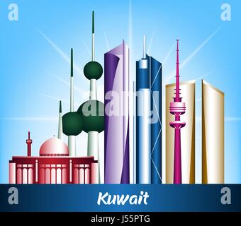 Kuwait Stadt berühmte Gebäude-Vektor-Design. Bearbeitbares Vektor-Illustration Stock Vektor