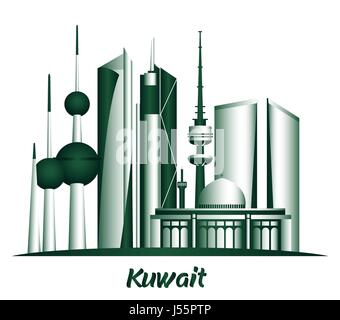 Kuwait Stadt berühmte Gebäude-Vektor-Design. Bearbeitbares Vektor-Illustration Stock Vektor