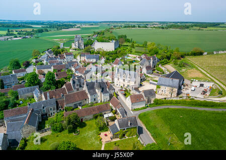 Frankreich, Indre et Loire, Crissay Sur Manse, Les Plus Beaux Dörfer de France (schönste Dörfer Frankreichs) gekennzeichnet (Luftbild) Stockfoto