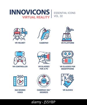 Virtual-Reality - moderne Vektor Linie Icons set Stock Vektor