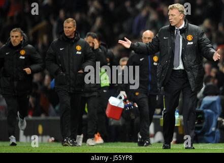 DAVID MOYES MANCHESTER UNITED FC MANAGER OLD TRAFFORD MANCHESTER ENGLAND 25. März 2014 Stockfoto