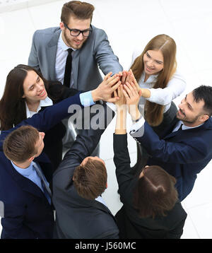 Gruppe von Geschäftsleuten zusammen. Ansicht von oben Stockfoto