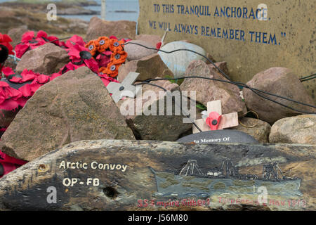 Russischen Konvoi Club Loch Ewe Kriegerdenkmal für die Besatzungen verlor auf russische Konvois, Rubha Nan Sasan, Cove, Wester Ross, Highland, Schottland, UK Stockfoto