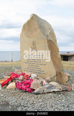 Russischen Konvoi Club Loch Ewe Kriegerdenkmal für die Besatzungen verlor auf russische Konvois, Rubha Nan Sasan, Cove, Wester Ross, Highland, Schottland, UK Stockfoto