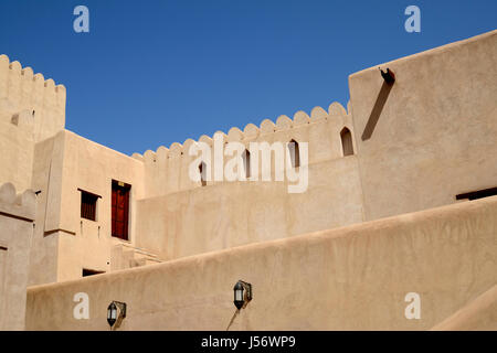 Detail der Wände in Nizwa Fort, Nizwa, Sultanat von Oman Stockfoto