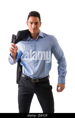 Hübscher junger Mann mit elegantes Hemd isoliert Stockfoto