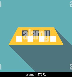 Gelbe Checker Taxi Symbol, flachen Stil Stock Vektor