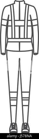 monochrome Silhouette des weiblichen Uniform der Feuerwehrmann Stock Vektor