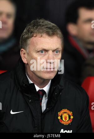 DAVID MOYES MANCHESTER UNITED V SWANSEA CI OLD TRAFFORD MANCHESTER ENGLAND 11. Januar 2014 Stockfoto