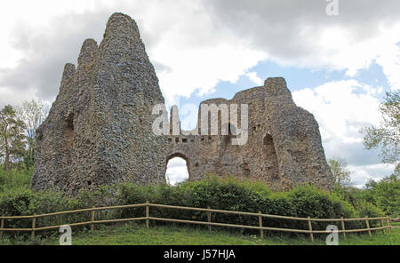 Historische Ruinen der Krönungsfeierlichkeiten Castle auch bekannt als King John Castle am Ufer des The Basingstoke Canal, Hampshire, England UK Stockfoto