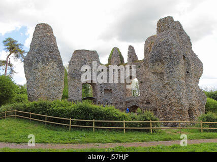 Historische Ruinen der Krönungsfeierlichkeiten Castle auch bekannt als King John Castle am Ufer des The Basingstoke Canal, Hampshire, England UK Stockfoto