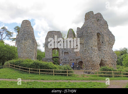 Historische Ruinen der Krönungsfeierlichkeiten Castle auch bekannt als King John Castle am Ufer des The Basingstoke Canal, Hampshire, England UK Stockfoto