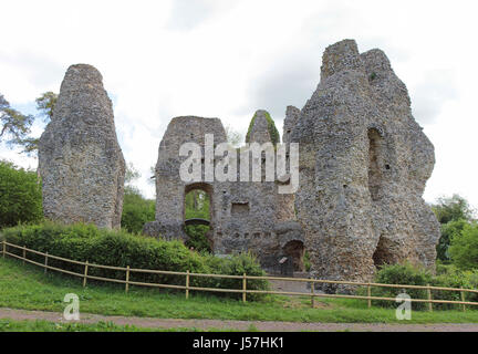 Historische Ruinen der Krönungsfeierlichkeiten Castle auch bekannt als King John Castle am Ufer des The Basingstoke Canal, Hampshire, England UK Stockfoto