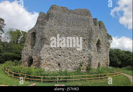 Historische Ruinen der Krönungsfeierlichkeiten Castle auch bekannt als King John Castle am Ufer des The Basingstoke Canal, Hampshire, England UK Stockfoto