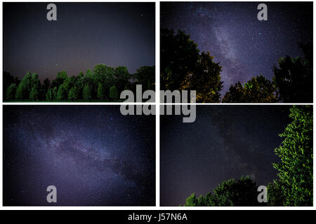 Collage, die Milchstraße ist unsere Galaxie. Diese Langzeitbelichtung astronomische Fotografie des Nebels. Stockfoto