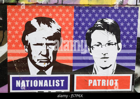 Trump und Snowdon poster Stockfoto