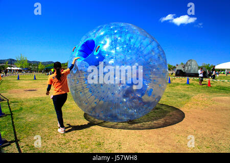 Zorbing in Echigo Hillside Park Nagaoka Stadt Niigata, Japan Stockfoto