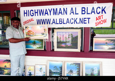 Florida Mt. Mount Dora, Donnelly Park, Florida Highwaymen Art Show, Künstler, Al, Black Blacks Afrikanische Afrikaner ethnische Minderheit, Erwachsene Erwachsene Erwachsene Mann Männer männlich, Fra Stockfoto