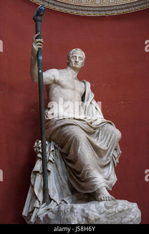 Rom. Italien. Sitzende Statue von Roman Emperor Galba (15:00). die Runde Halle, Pio-Clementino-Museum, Vatikanischen Museen. Musei Vaticani. Stockfoto