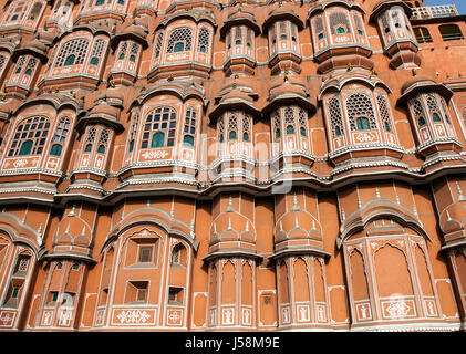 Hawamahal Wind-Palast in der rosa Stadt Jaipur, Indien, Rajasthan, Stockfoto