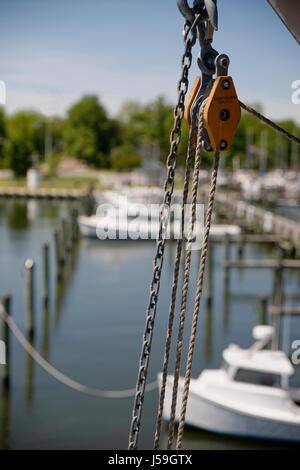 Kai lange - nun eine Marina für die Stadt von Cambridge, MD, Long Wharf Schiffe aus Afrika und Westindien und Amerikas tiefen Süden erhalten. Stockfoto