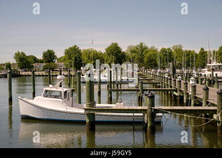 Kai lange - nun eine Marina für die Stadt von Cambridge, MD, Long Wharf Schiffe aus Afrika und Westindien und Amerikas tiefen Süden erhalten. Stockfoto