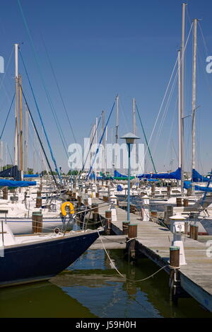 Kai lange - nun eine Marina für die Stadt von Cambridge, MD, Long Wharf Schiffe aus Afrika und Westindien und Amerikas tiefen Süden erhalten. Stockfoto