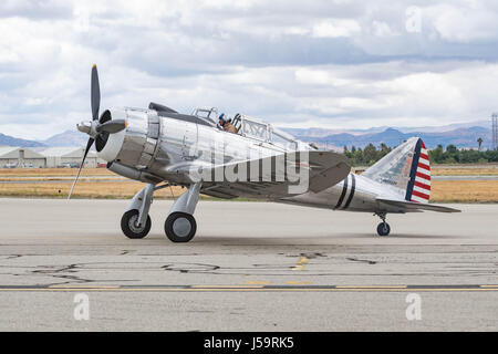 Chino, USA – 7. Mai 2017: Seversky AT-12 Guardsman auf dem Display während Flugzeuge der Ruhm Air Show in Chino Flughafen. Stockfoto