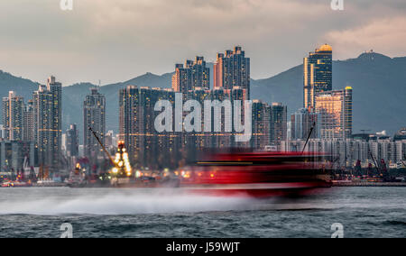 Die neue Kowloon Skyline, und die höchste Gebäude und Hotel, Einkaufszentrum Langham Place und Cordis Hotel, Hong Kong, China. Stockfoto