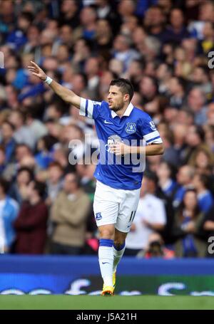 KEVIN MIRALLAS feiert EVERTON V HULL CITY GOODISON PARK LIVERPOOL ENGLAND 19. Oktober 2013 Stockfoto