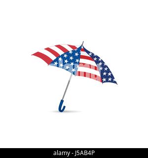 Usa-Flagge bunten Regenschirm. Saison amerikanischen Modeaccessoire. reisen usa unterzeichnen Stock Vektor