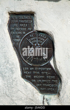 Juan Bautista de Anza Plaque, Mission San Juan Bautista, California Stockfoto